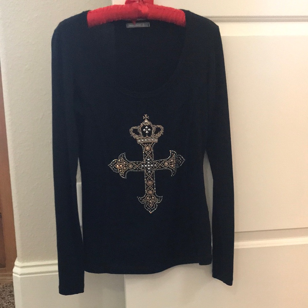 Black Embellished Long Sleeve Top